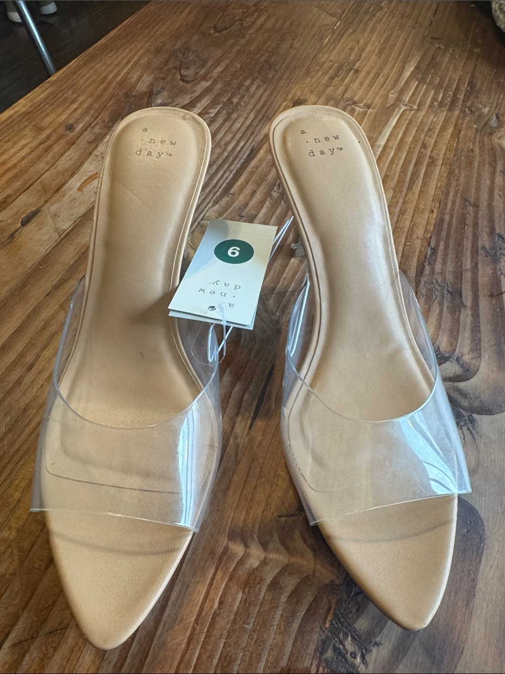 NWT A New Day Nude Pointed Mule with Clear Strap